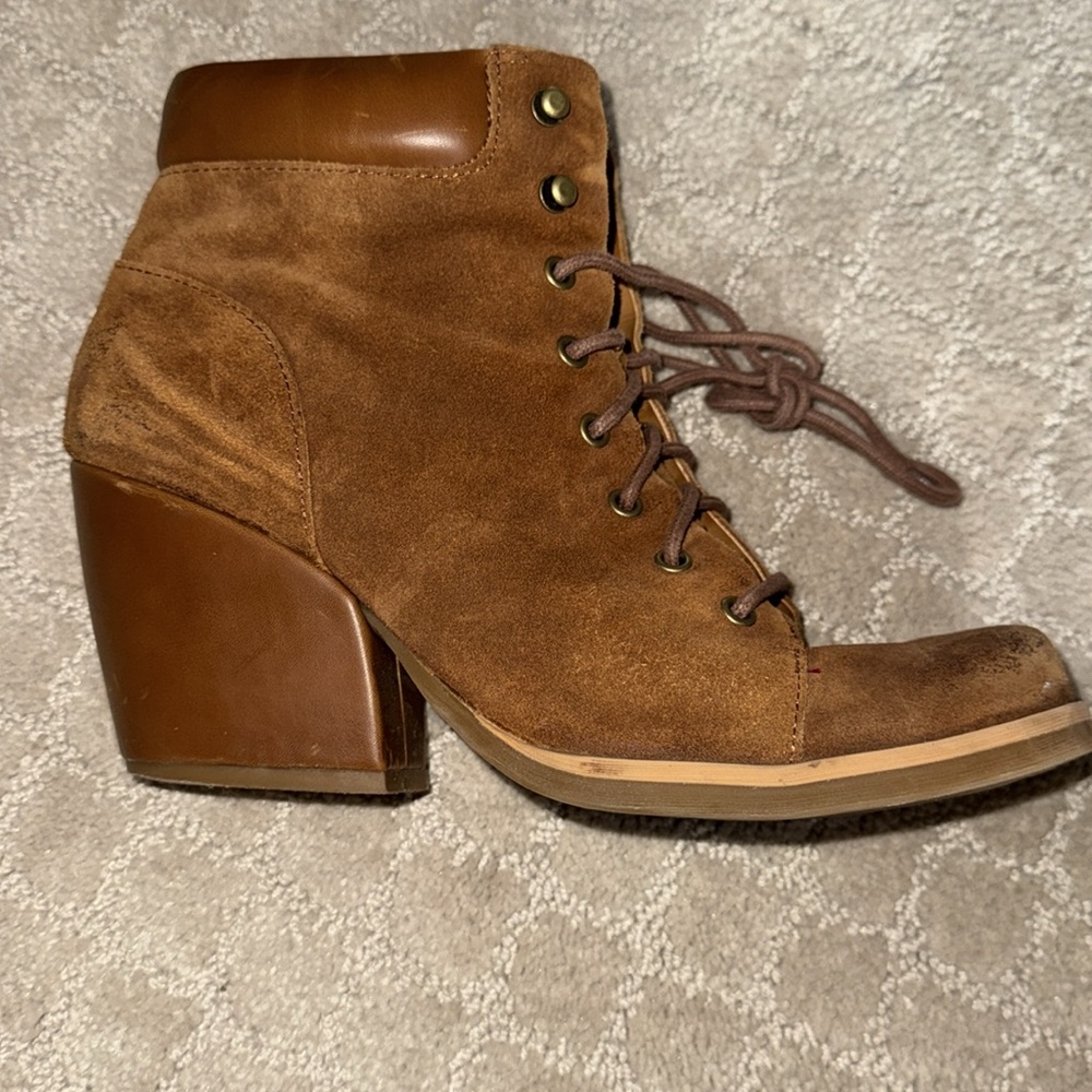 Kork Ease Women Elfa Brown Suede Lace-up Zip Ankle Boots size 8 - Picture 2 of 5